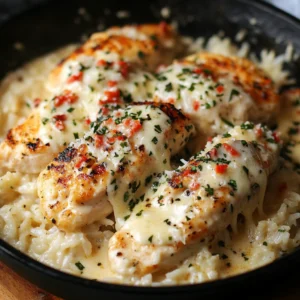 Chicken scampi with creamy garlic Parmesan rice