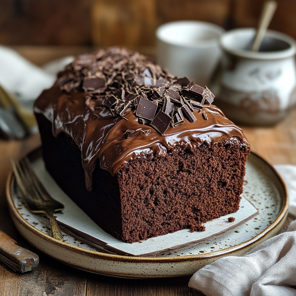 Chocolate Loaf Cake with Whipped Ganache