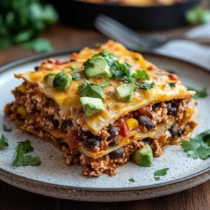 Mexican lasagna with tortillas