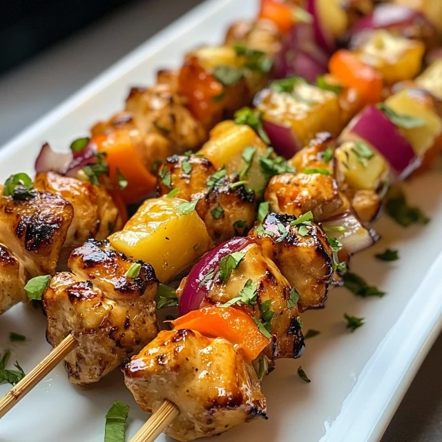 Hawaiian inspired chicken kabobs