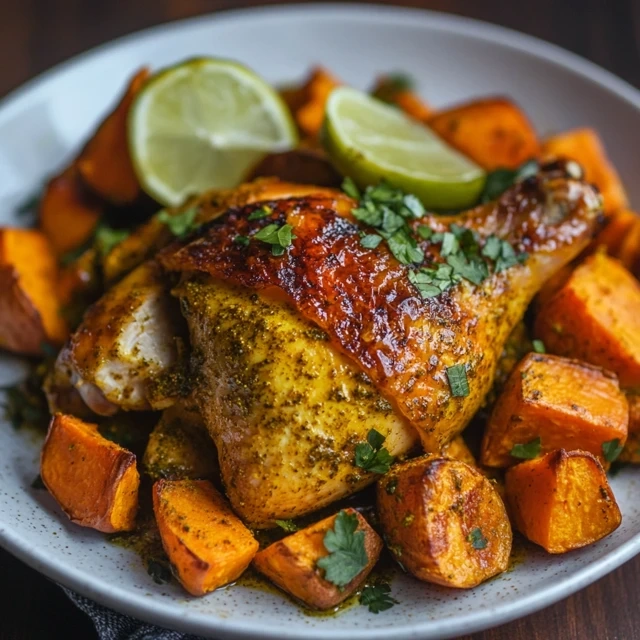 Turmeric roasted chicken and sweet potatoes