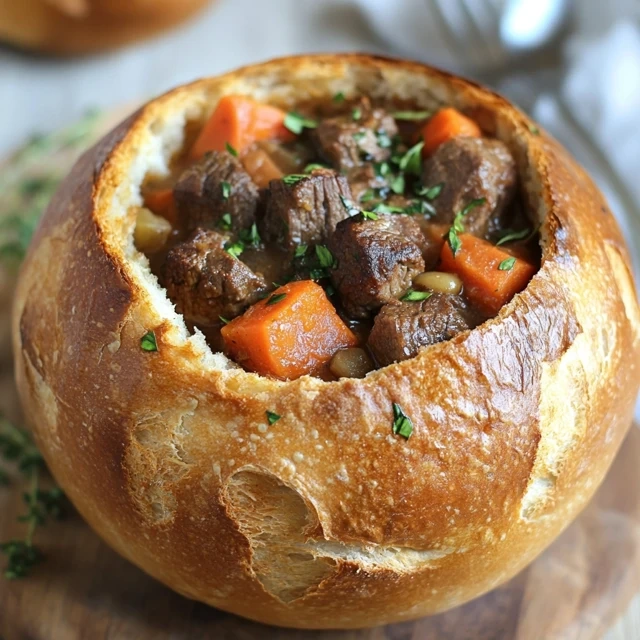 Beef Stew in a Bread Bowl