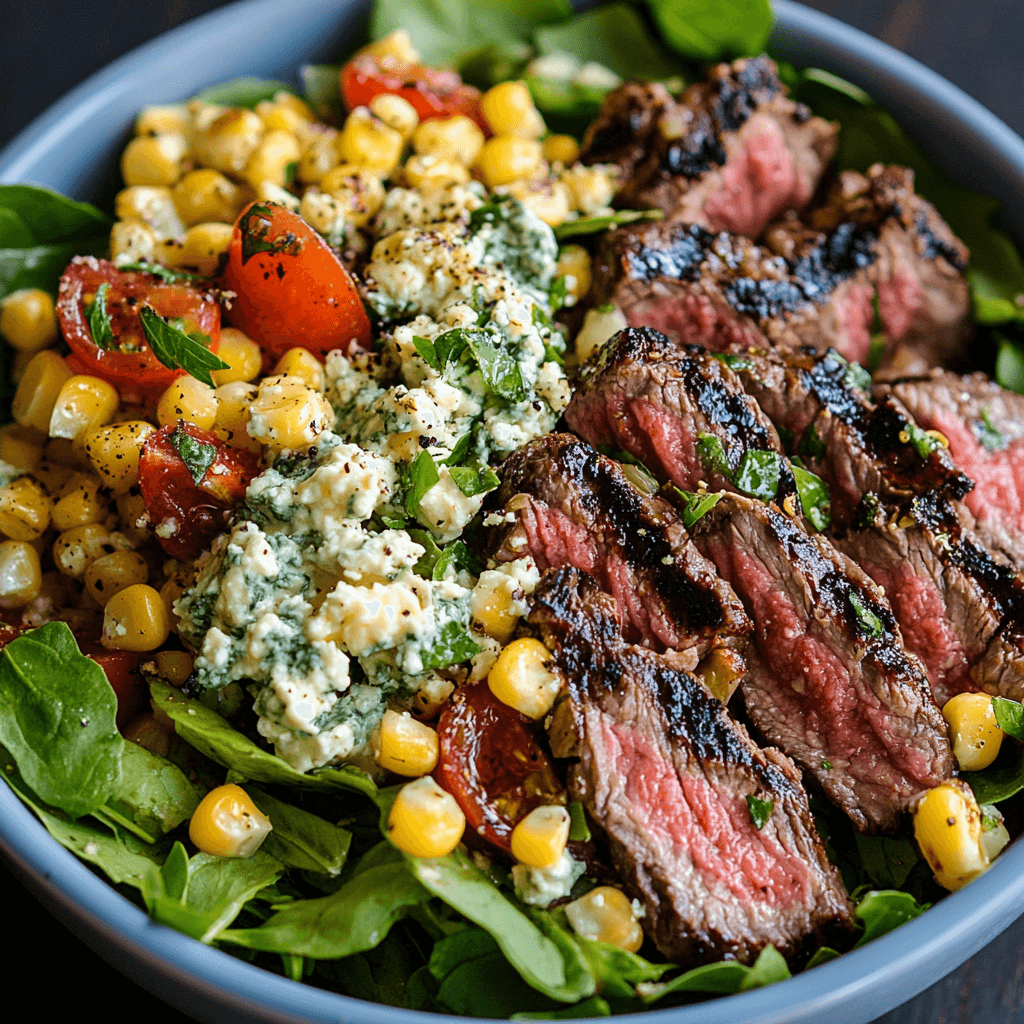 Grilled Corn and Gorgonzola Steak Salad