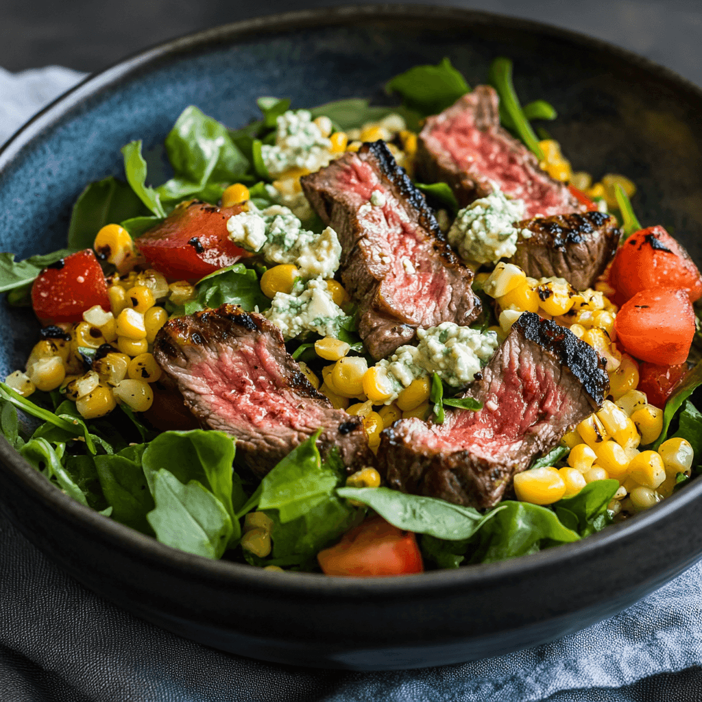 Grilled Corn and Gorgonzola Steak Salad