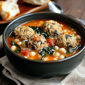 Spinach and White Bean Meatball Soup