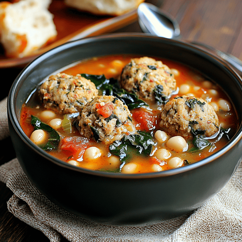 Spinach and White Bean Meatball Soup