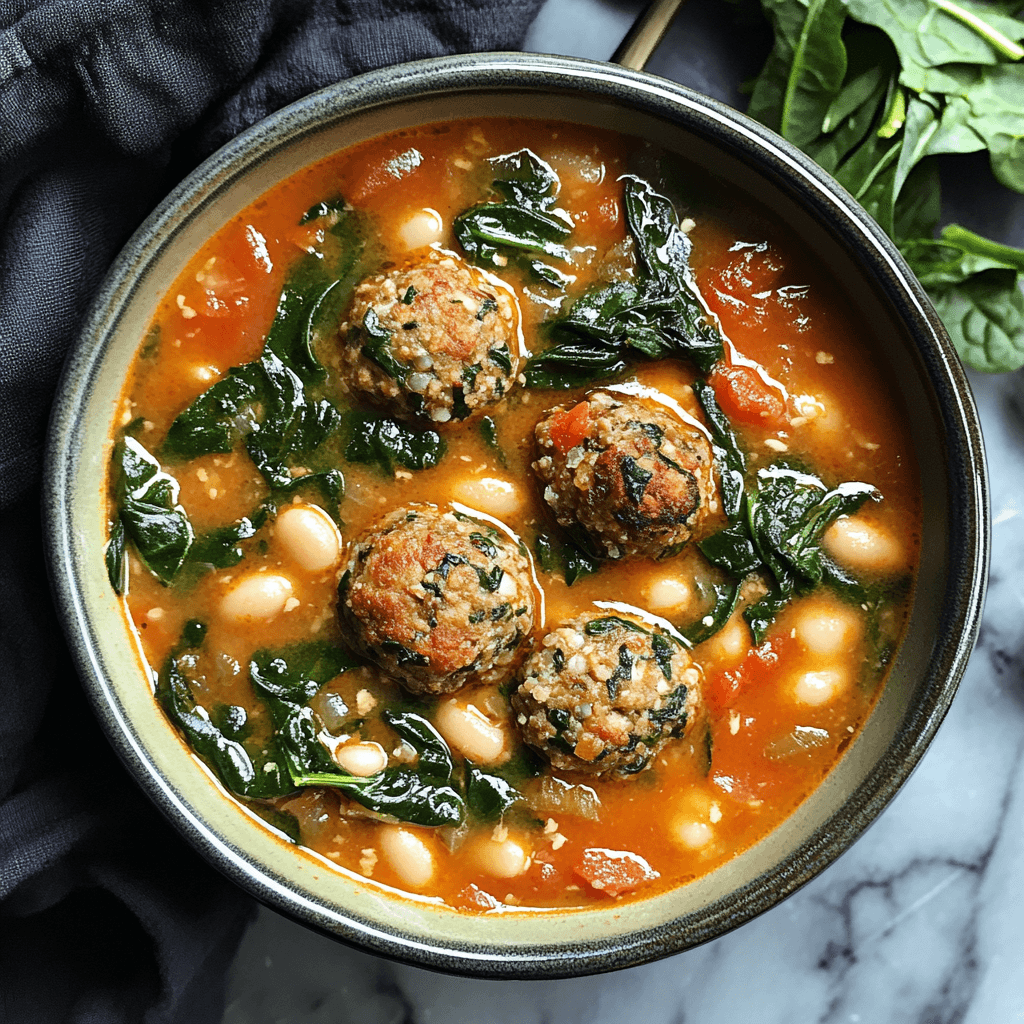 Spinach and White Bean Meatball Soup