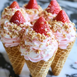 Strawberry Crunch Cheesecake Cones