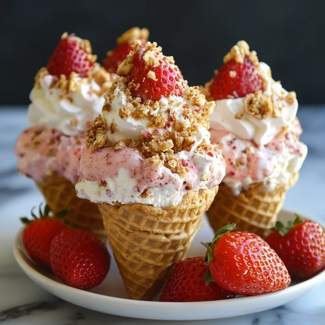 strawberry crunch cheesecake cones