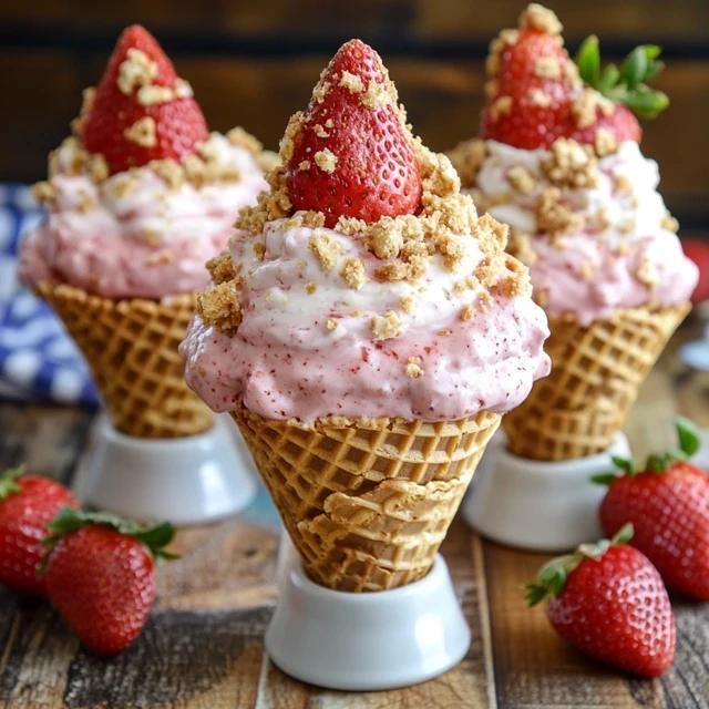 strawberry crunch cheesecake cones