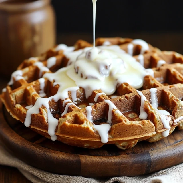 Gingerbread Waffles with Cream Cheese Glaze