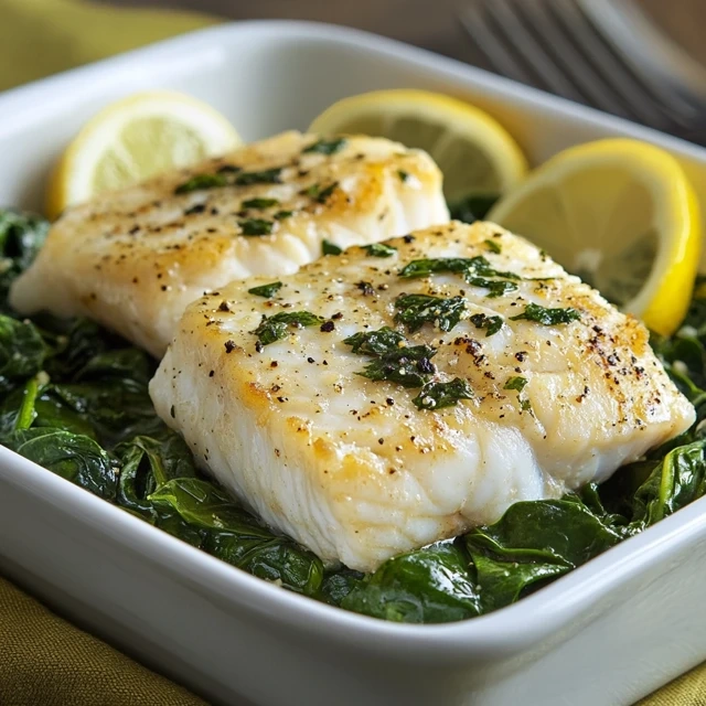 Baked cod and spinach
