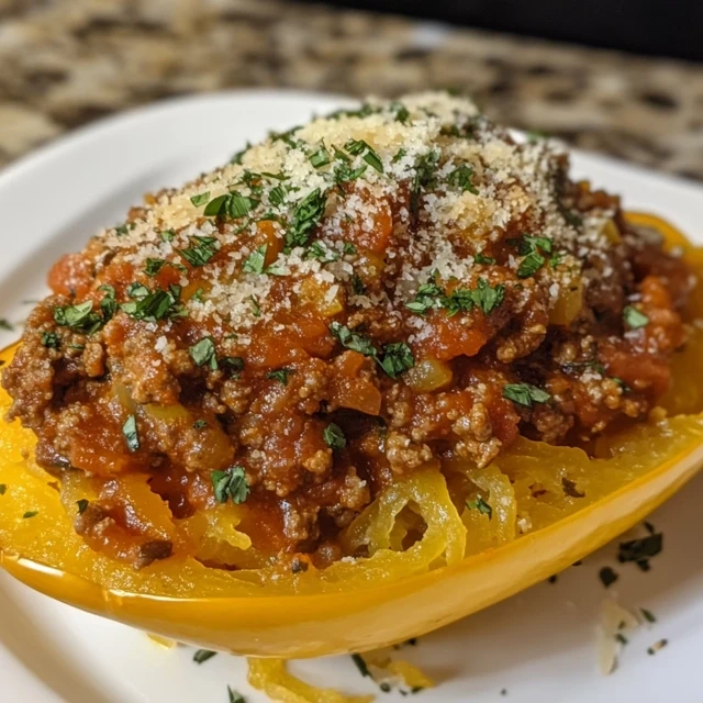 spaghetti squash with meat sauce