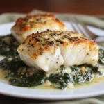 Baked cod and spinach