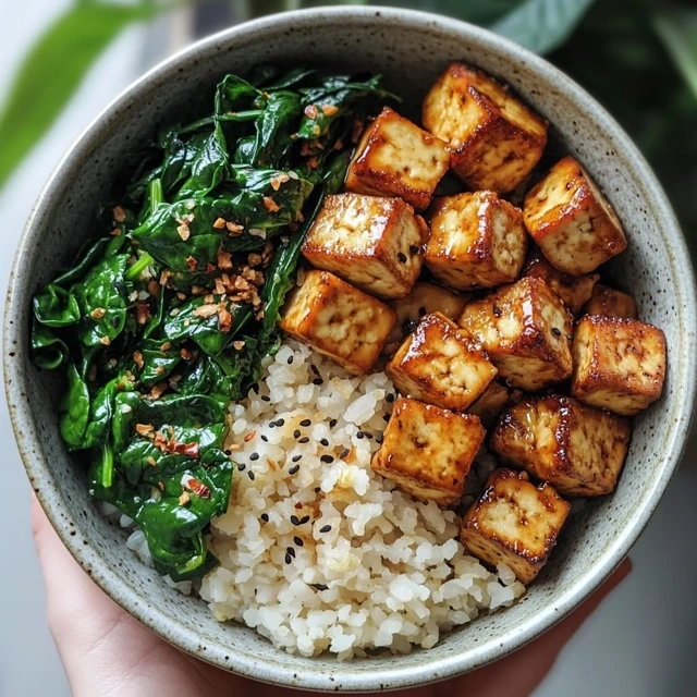 Baked Tofu and Spinach Bowl