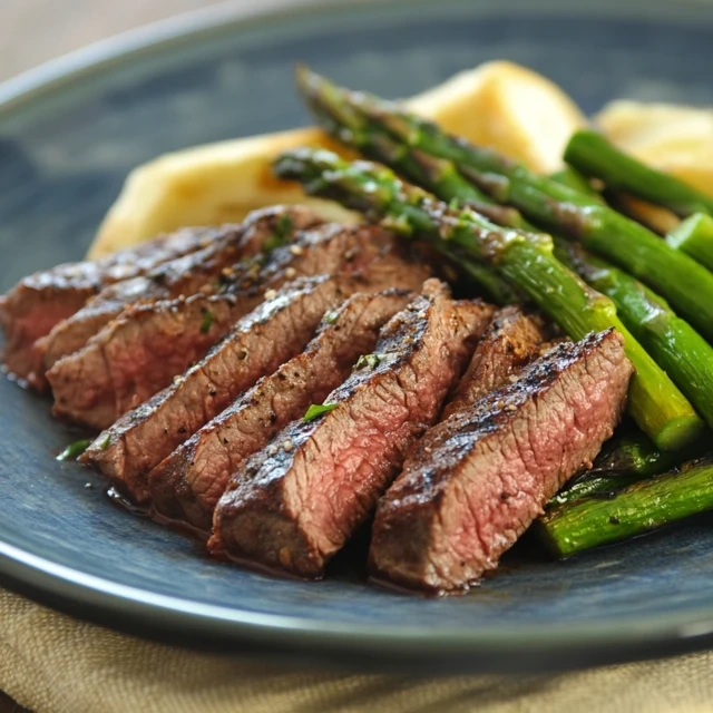Grilled steak and asparagus