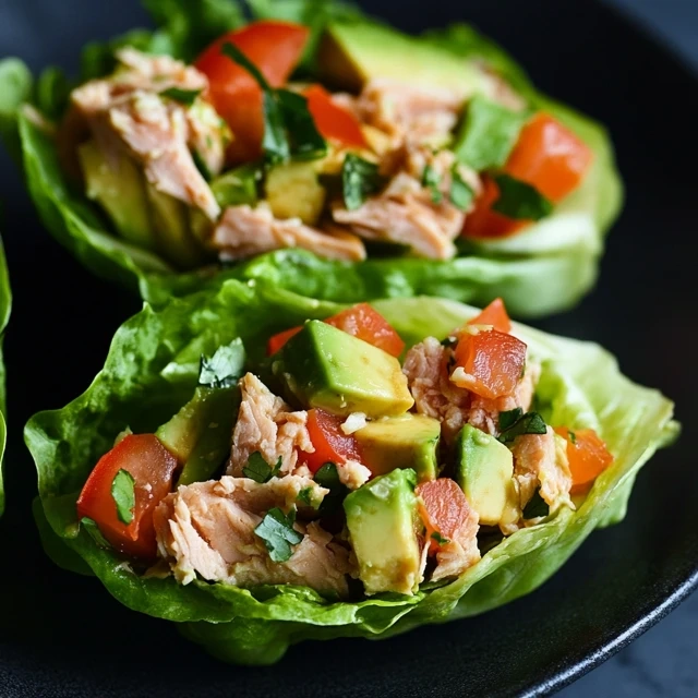 tuna and avocado lettuce cups