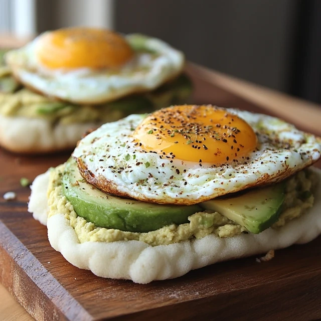 egg and avocado toast on cloud bread