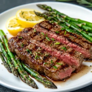 Grilled steak and asparagus