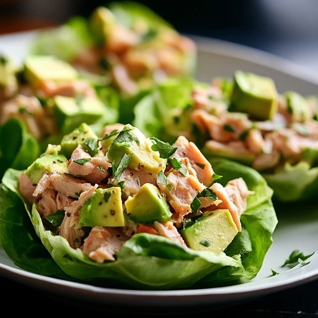 tuna and avocado lettuce cups