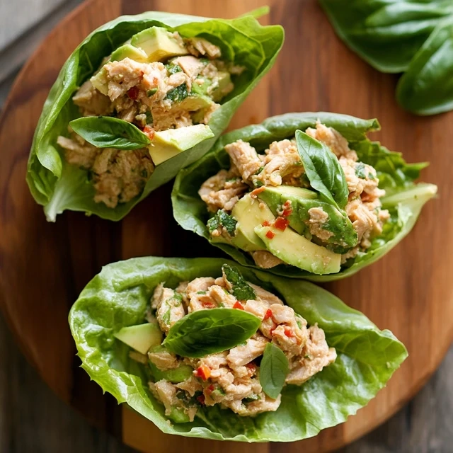 tuna and avocado lettuce cups