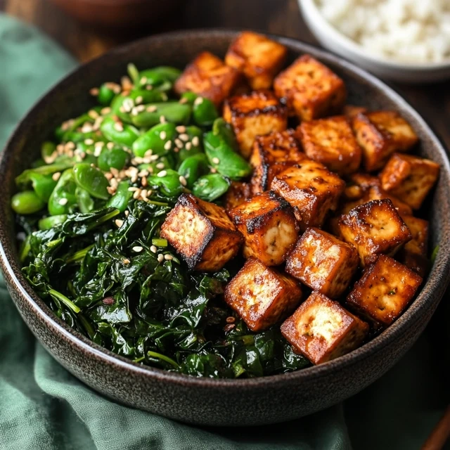 Baked Tofu and Spinach Bowl