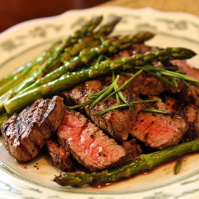 Grilled steak and asparagus